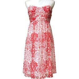 SHOSHANNA Silk Sweetheart Neckline Strapless Red White Floral Mini Dress - Sz 0